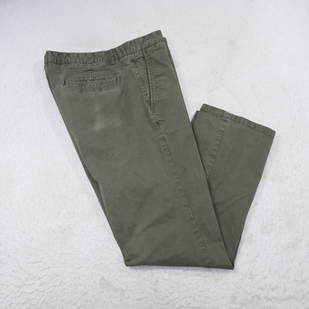 7 Diamonds Chino Pants Mens 35x28"** Slim Fit Green Stretch Casual Trousers